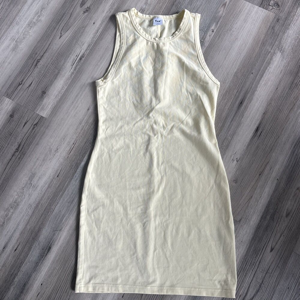 TNA Aritzia Organic Cotton Butter Yellow Mini Tank Dress Size Small